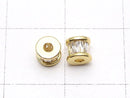 Metal Parts Rondelle 4.5x4.5x4mm Gold (with CZ) 2pcs