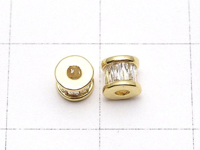 Metal Parts Roundel 4.5x4.5x4mm Gold (with CZ) 2pcs