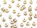 Metal Parts Rondelle 4.5x4.5x4mm Gold (with CZ) 2pcs