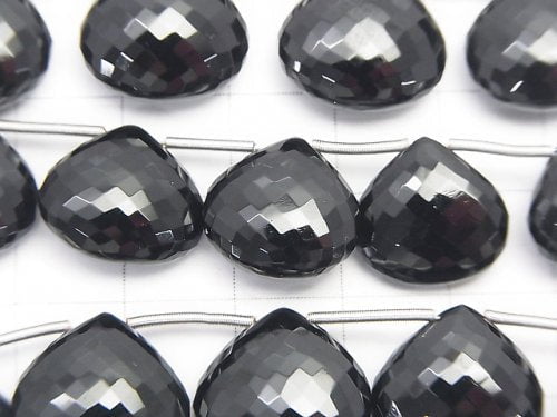 MicroCut High Quality Black Spinel AAA Chestnut Faceted Briolette 1pc