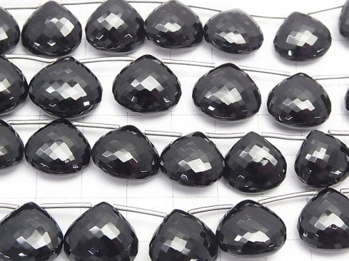 MicroCut High Quality Black Spinel AAA Chestnut Faceted Briolette 1pc