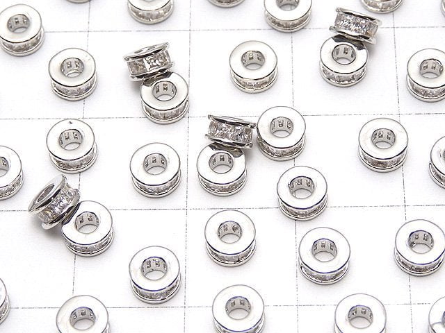 Metal parts Roundel 5x5x2.5mm Silver (with CZ) 2pcs