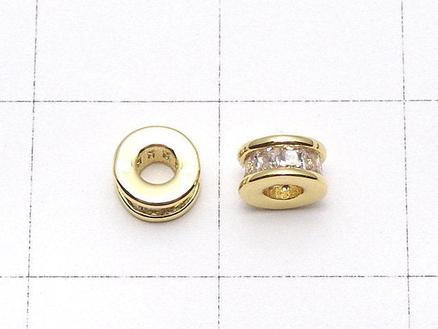 Metal Parts Roundel 5x5x2.5mm Gold (with CZ) 2pcs