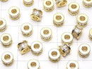 Metal parts Rondelle 6x6x4.5mm Gold (with CZ) 2pcs