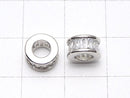 Metal parts Rondelle 8x8x5mm Silver (with CZ) 2pcs