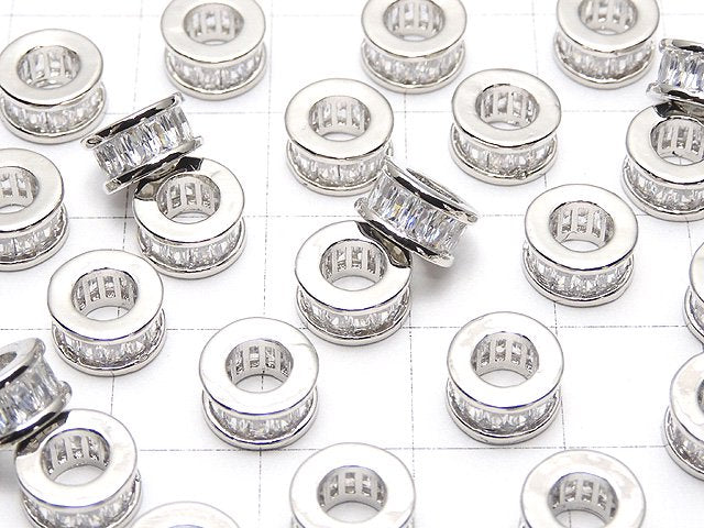 Metal parts Roundel 8x8x5mm Silver (with CZ) 2pcs