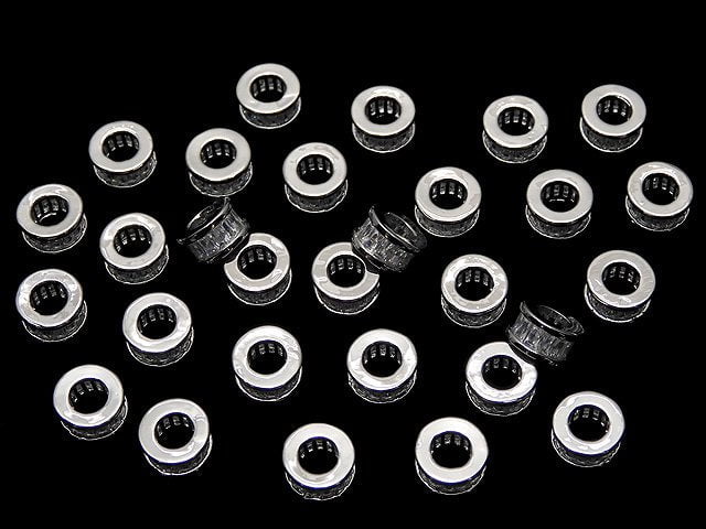 Metal parts Rondelle 8x8x5mm Silver (with CZ) 2pcs