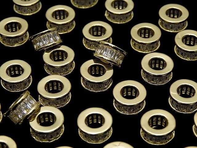 Metal parts Roundel 8x8x5mm Gold (with CZ) 2pcs