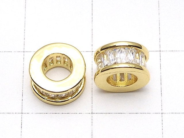 Metal Parts Roundel 8x8x5mm Gold (with CZ) 2pcs