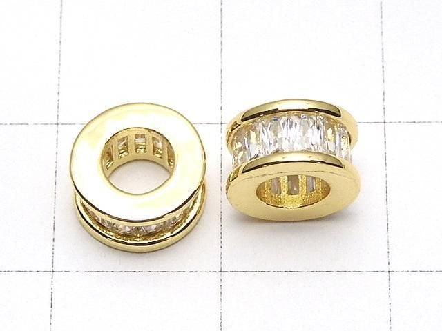 Metal parts Roundel 8x8x5mm Gold (with CZ) 2pcs