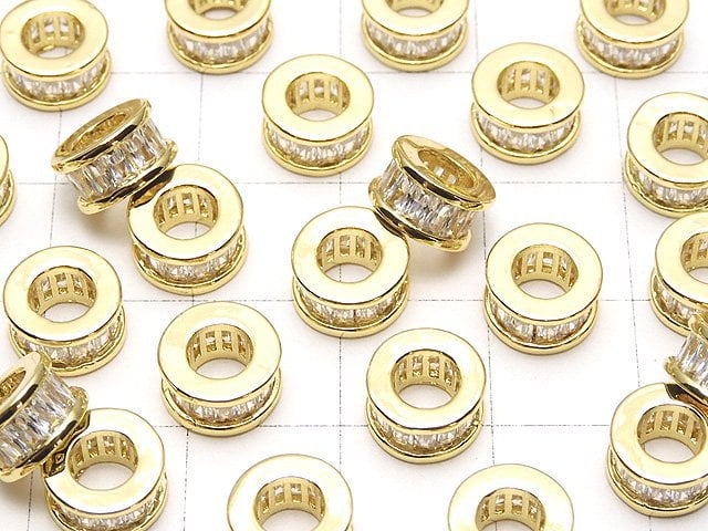 Metal Parts Roundel 8x8x5mm Gold (with CZ) 2pcs