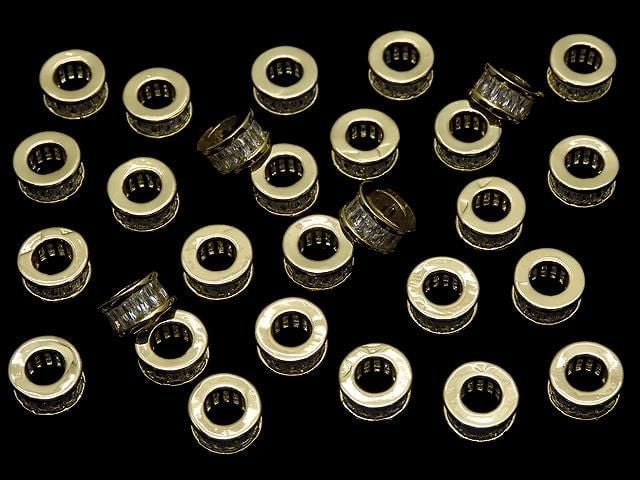 Metal parts Roundel 8x8x5mm Gold (with CZ) 2pcs