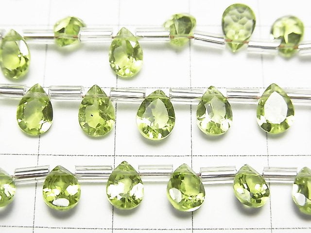 [Video]High Quality Peridot AAA Pear shape Faceted 7x5mm half or 1strand (18pcs )