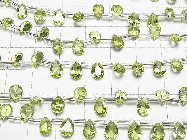 [Video]High Quality Peridot AAA Pear shape Faceted 7x5mm half or 1strand (18pcs )