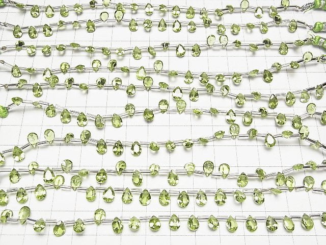 [Video]High Quality Peridot AAA Pear shape Faceted 7x5mm half or 1strand (18pcs )