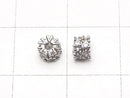 Metal Parts Rondelle 4x4x3.5mm Silver (with CZ) 2pcs