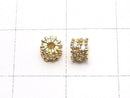 Metal Parts Rondelle 4x4x3.5mm Gold (with CZ) 2pcs