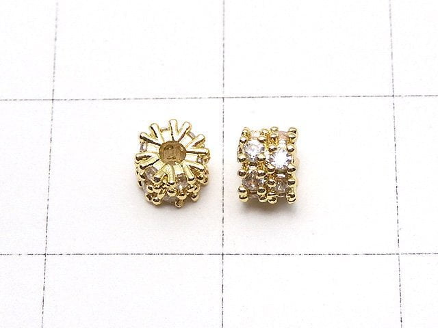 Metal Parts Roundel 4x4x3.5mm Gold (with CZ) 2pcs