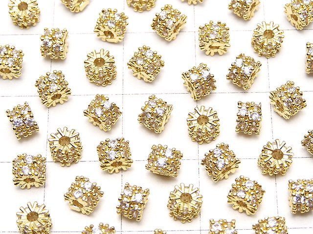 Metal Parts Rondelle 4x4x3.5mm Gold (with CZ) 2pcs