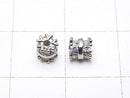 Metal Parts Rondelle 4.5x4.5x4.5mm Silver (with CZ) 2pcs