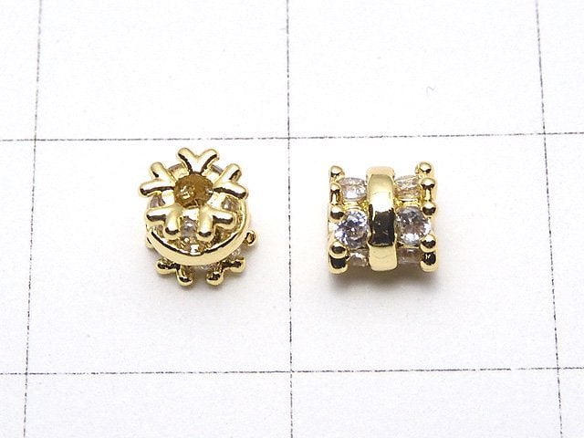 Metal Parts Roundel 4.5x4.5x4.5mm Gold (with CZ) 2pcs