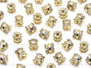 Metal Parts Rondelle 4.5x4.5x4.5mm Gold (with CZ) 2pcs