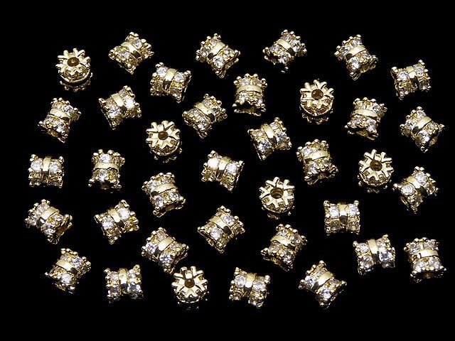 Metal Parts Roundel 4.5x4.5x4.5mm Gold (with CZ) 2pcs