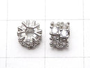 Metal Rondelle 6.5x6.5x5mm Silver (with CZ) 2pcs