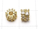 Metal Parts Rondelle 6.5x6.5x5mm Gold (with CZ) 2pcs