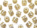 Metal Parts Rondelle 6.5x6.5x5mm Gold (with CZ) 2pcs