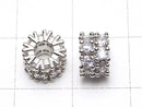 Metal Parts Rondelle 7.5x7.5x5mm Silver (with CZ) 2pcs