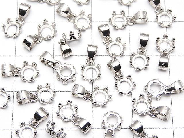 [Video] Silver925 Crown Pendant Frame Round 4mm Rhodium Plated 1pc