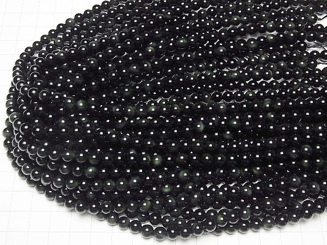 [Video] Green Obsidian Round 6mm 1strand beads (aprx.15inch/37cm)