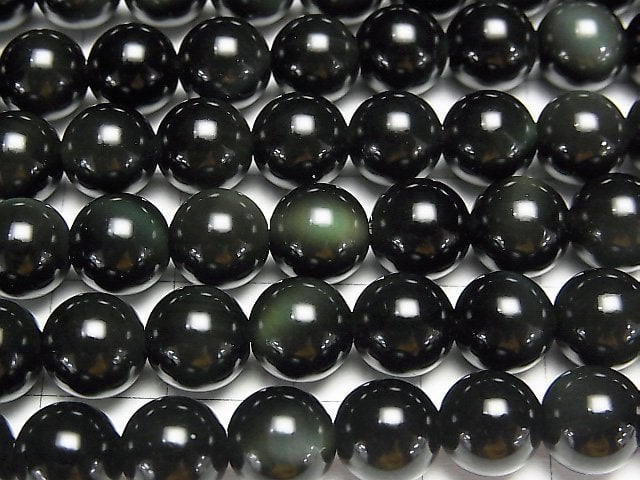 [Video] Green Obsidian Round 8mm 1strand beads (aprx.15inch/36cm)