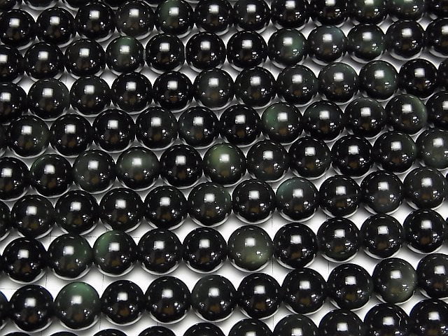 [Video] Green Obsidian Round 8mm 1strand beads (aprx.15inch/36cm)