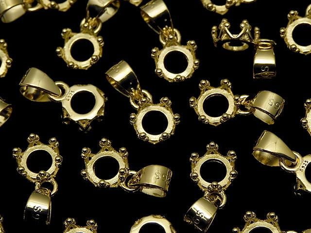 [Video] Silver925 Crown Pendant Frame Round 4mm 18KGP 1pc