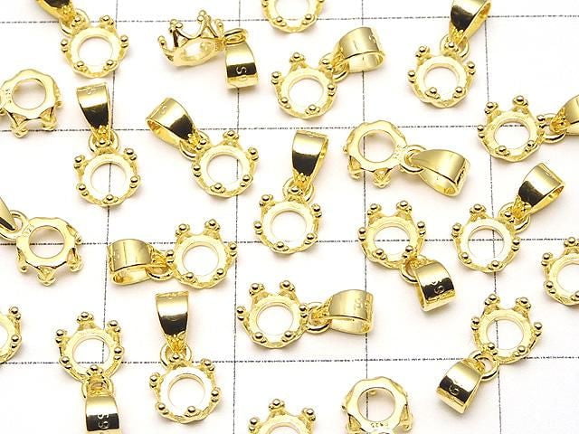 [Video] Silver925 Crown Pendant Frame Round 4mm 18KGP 1pc