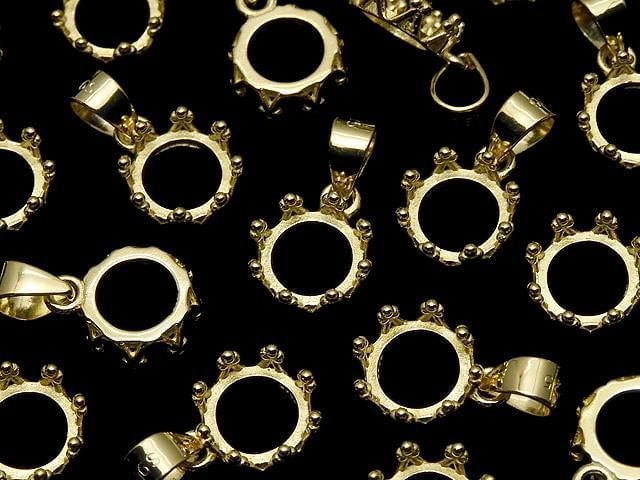 [Video] Silver925 Crown Pendant Frame Round 6mm 18KGP 1pc