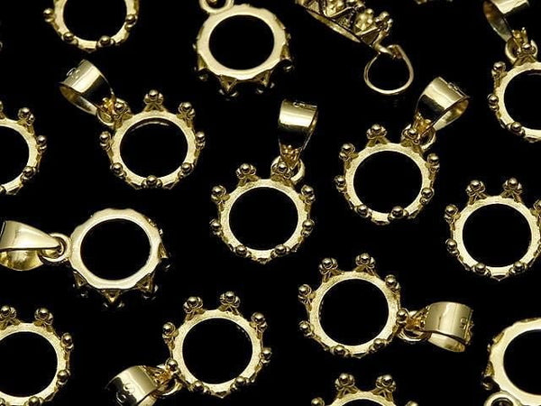 [Video] Silver 925 Crown Pendant Frame Round 6mm 18KGP 1pc