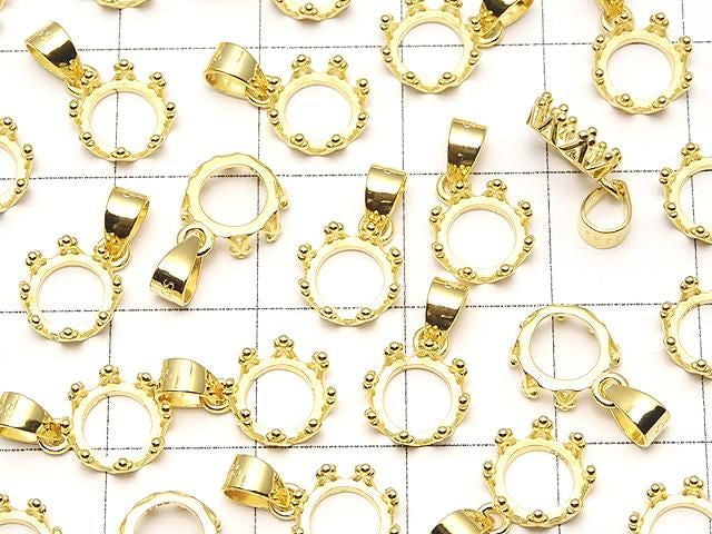 [Video] Silver925 Crown Pendant Frame Round 6mm 18KGP 1pc