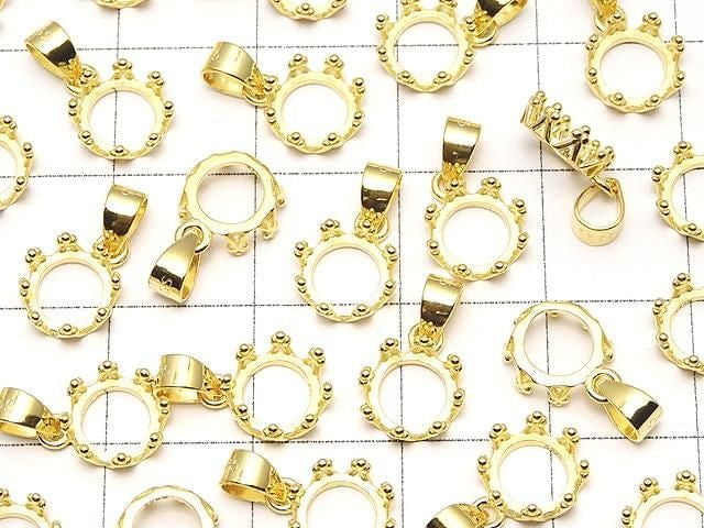 [Video] Silver 925 Crown Pendant Frame Round 6mm 18KGP 1pc
