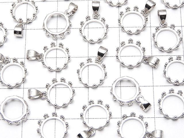 [Video] Silver925 Crown Pendant Frame Round 8mm Rhodium Plated 1pc