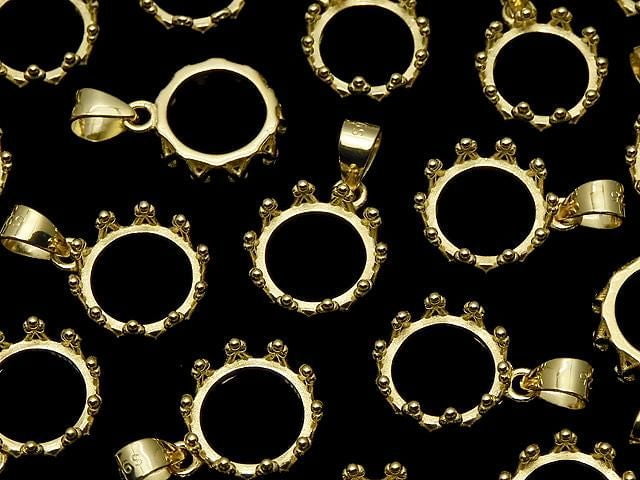 [Video] Silver925 Crown Pendant Frame Round 8mm 18KGP 1pc