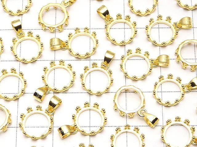 [Video] Silver925 Crown Pendant Frame Round 8mm 18KGP 1pc