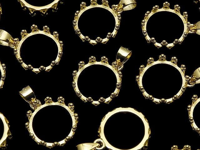 [Video] Silver925 Crown Pendant Frame Round 10mm 18KGP 1pc