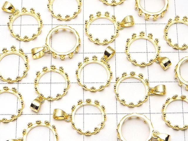 [Video] Silver925 Crown Pendant Frame Round 10mm 18KGP 1pc