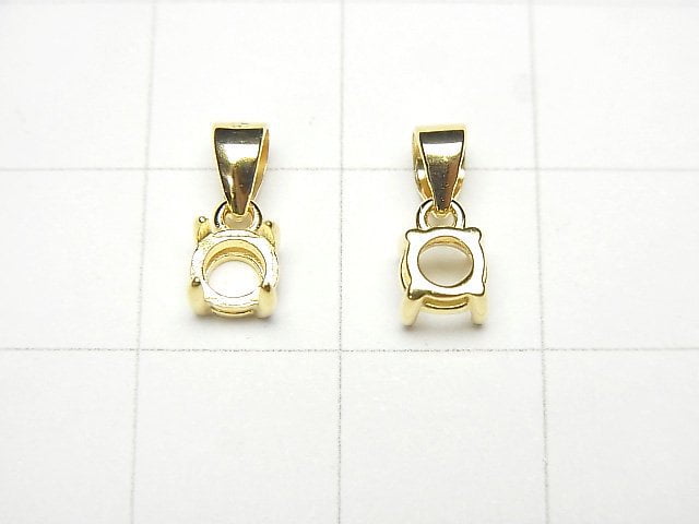 [Video]Silver925 Pendant Frame Round Faceted 4mm 18KGP 1pc