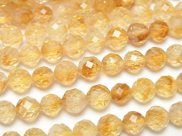 [Video]High Quality! Bi-color Citrine AA++ 64Faceted Round 6mm half or 1strand beads (aprx.15inch/37cm)