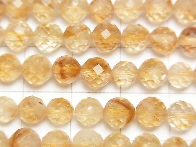 [Video]High Quality! Bi-color Citrine AA++ 64Faceted Round 6mm half or 1strand beads (aprx.15inch/37cm)