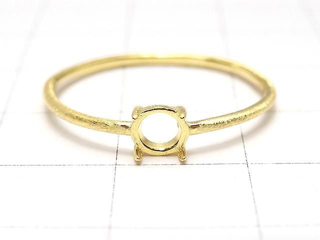 Silver 925 Ring Frame (Prong Setting) Round 4.2mm Hairline Finish 18KGP [Size 5][Size 11][Size 13][Size 17] 1pc
